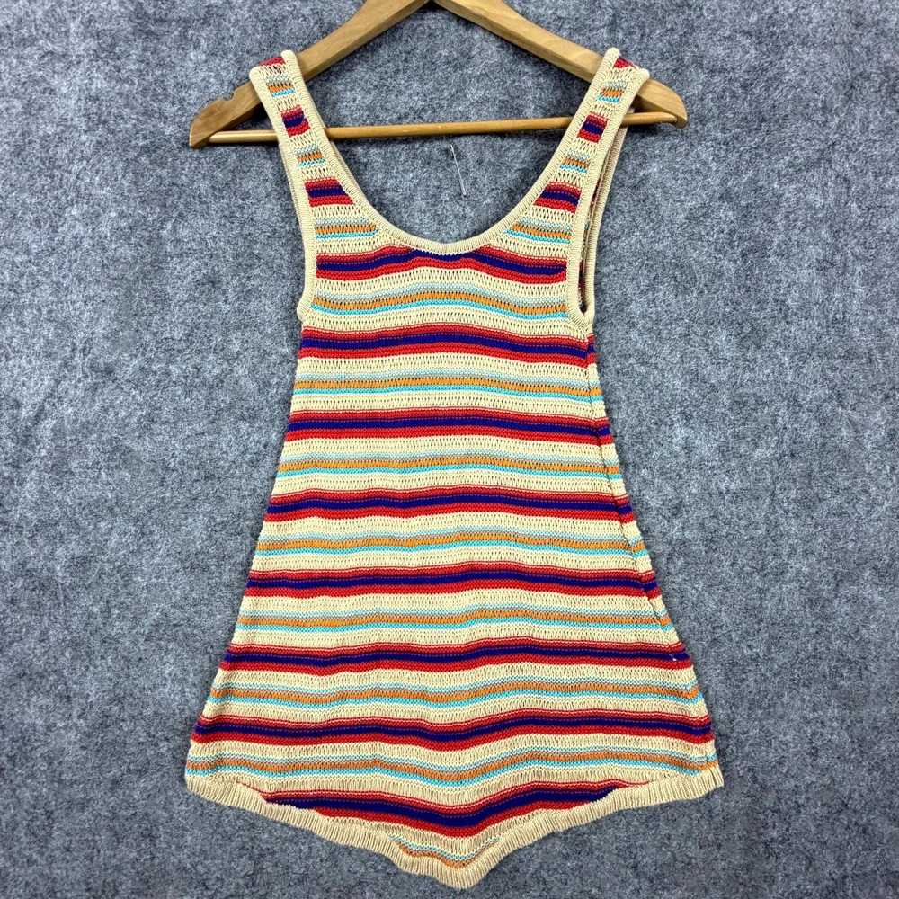 Heart N Crush Tank Sweater Women Small Retro 60s 70s Vibes Feather Knit Festival - Picture 2 of 6